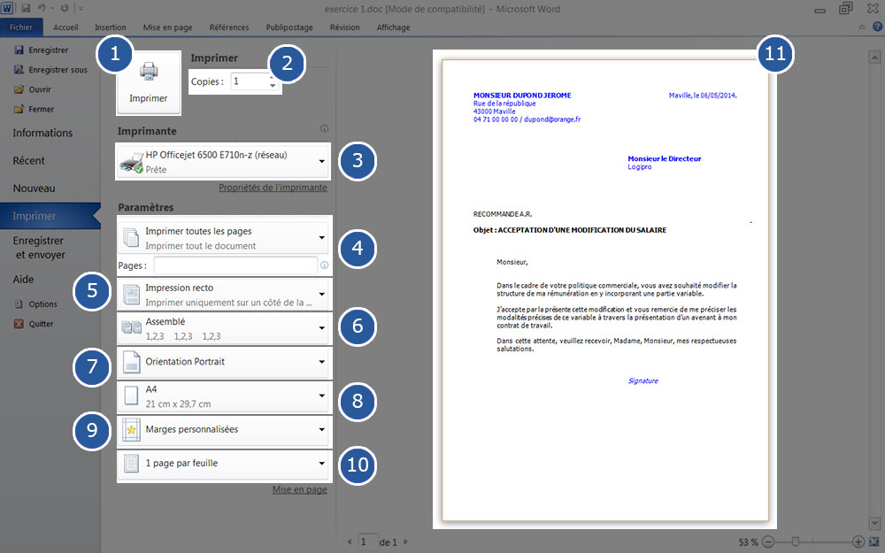 Comment imprimer un document avec Word